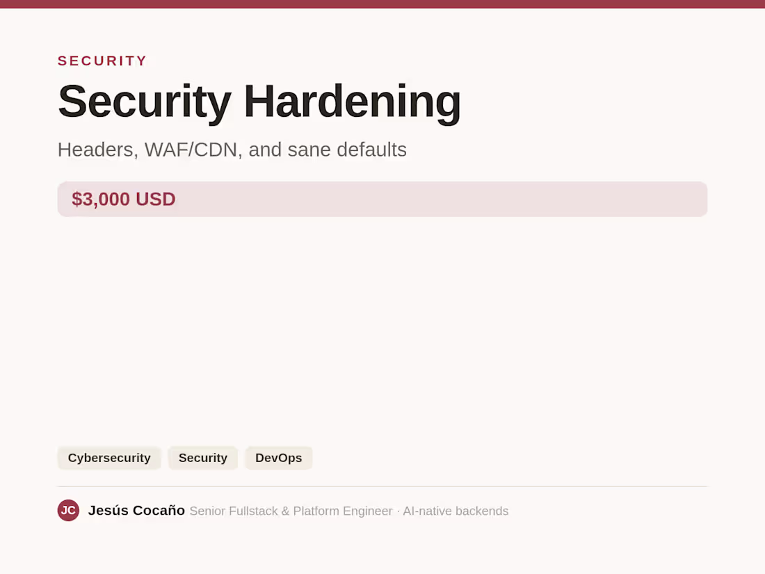 Cover image for Security Hardening