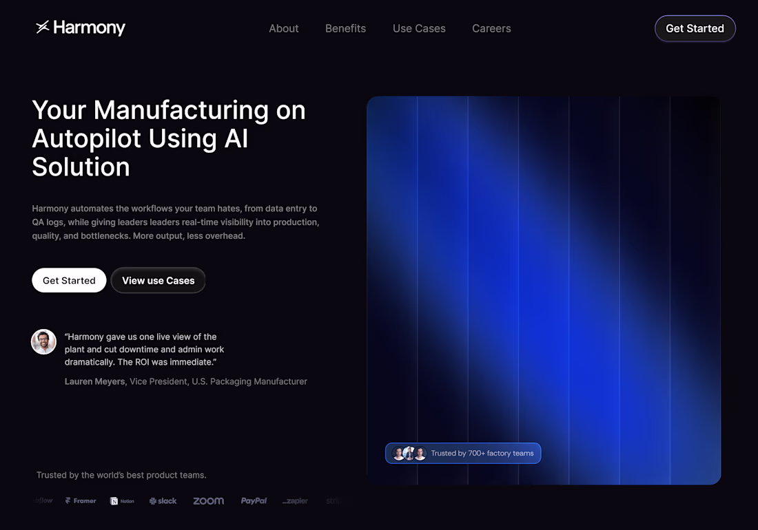 Cover image for Manufacturing Landing Page Hero Section