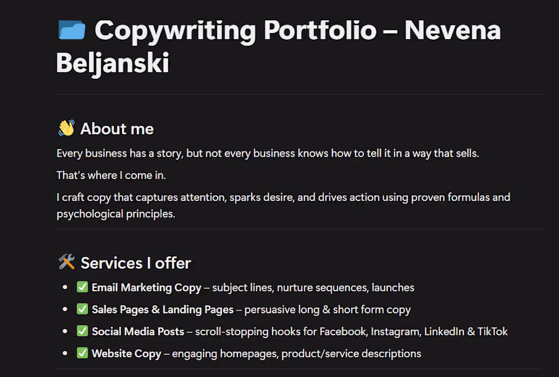 Cover image for Portfolio https://www.notion.so/Copywriting-Portfolio-Nevena...