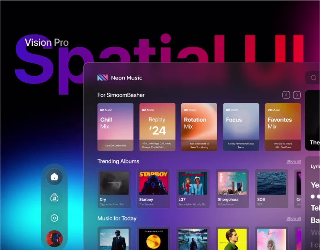 Cover image for Neon Music Spatial UI For Apple Vision Pro