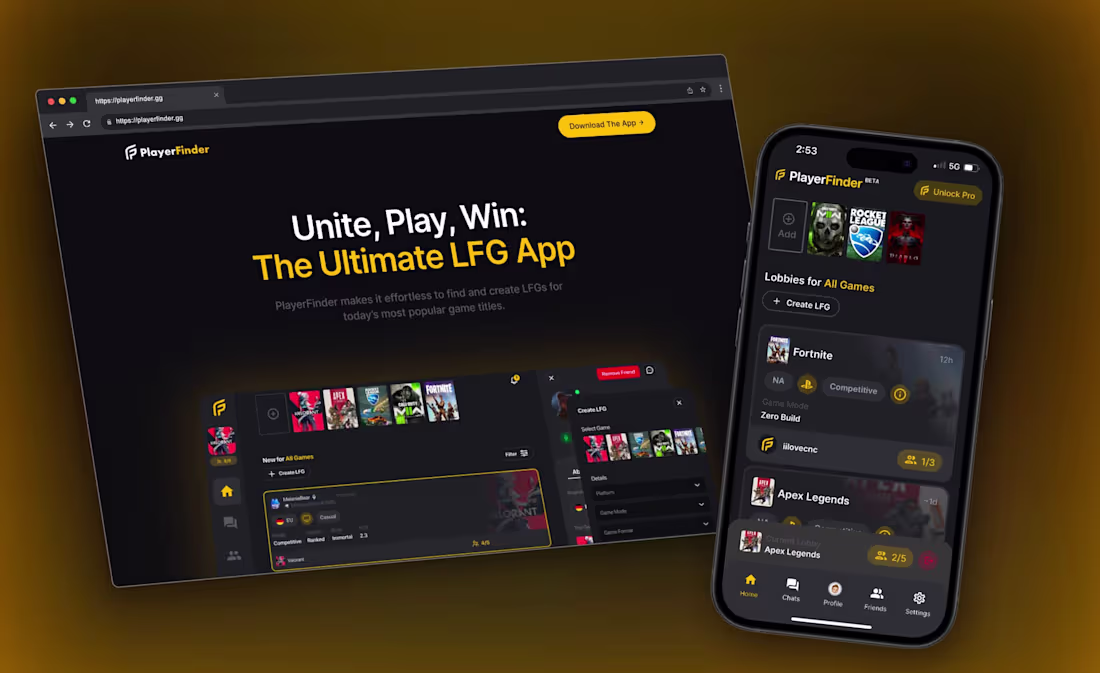 Cover image for PlayerFinder — Discord-Integrated LFG Mobile and Web App