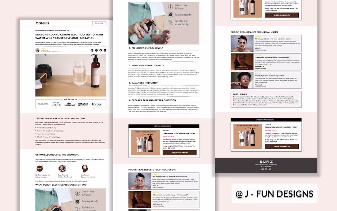 Cover image for Advertorial landing page(mockup) for Oshun