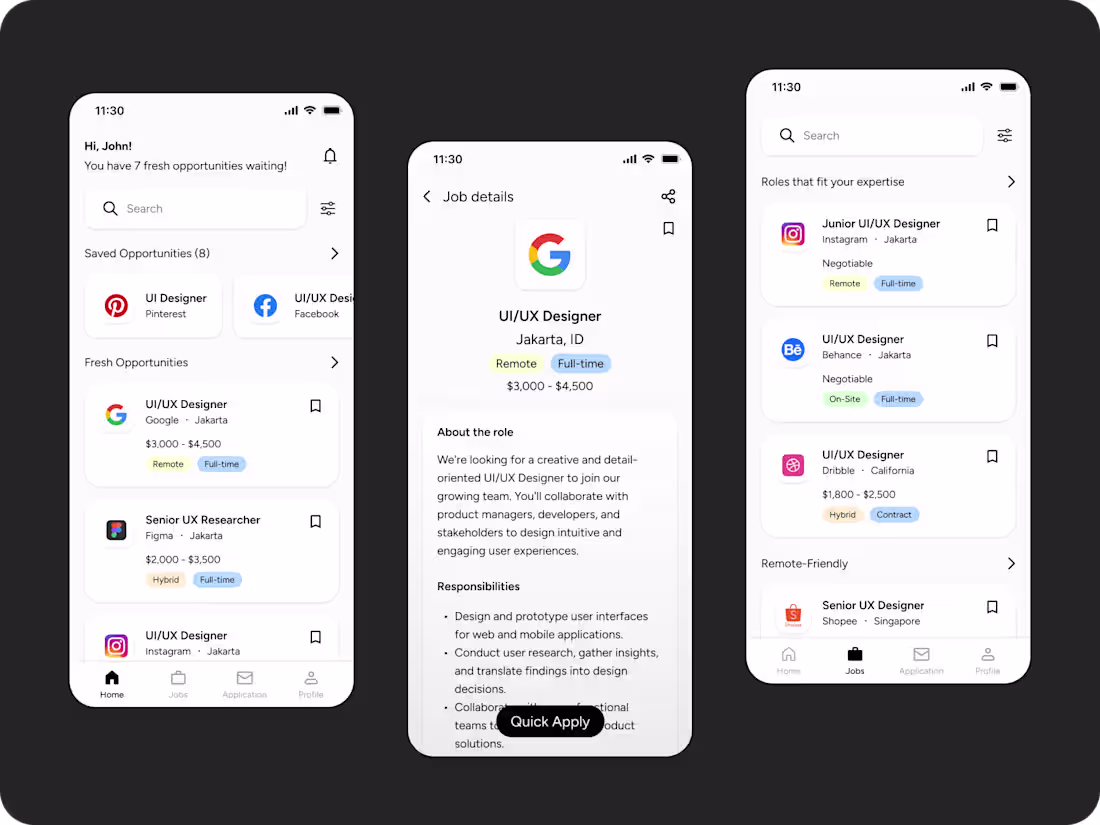 Cover image for Job Finder Mobile App - UI Design Exploration
