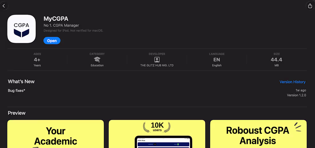 Cover image for MyCGPA — An Expo React Native Educational App