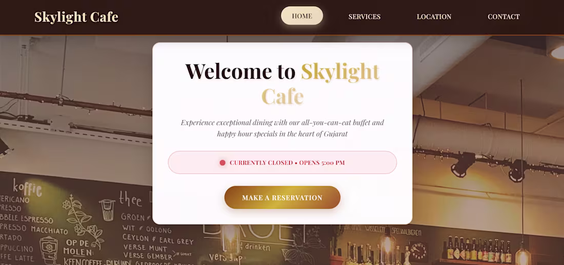 Cover image for Reservation and Landing page for an aesthetic cafe.