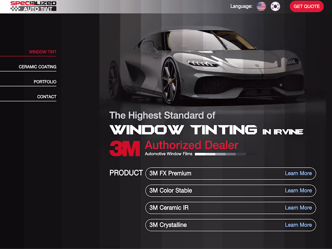 Cover image for Auto Tint Shop Custom Website Development