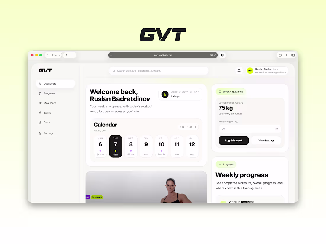 Cover image for GVT Fitness Platform — Product,