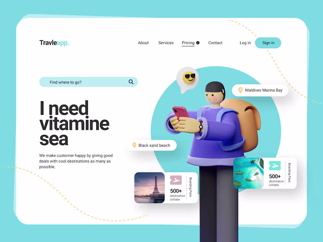 Cover image for Travleapp concept landing page