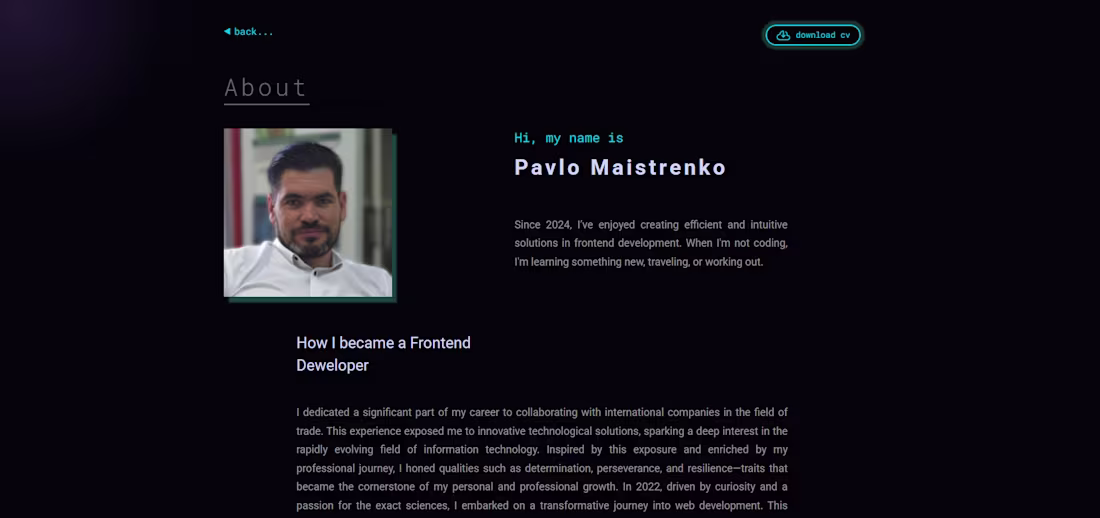 Cover image for Pavlo Maistrenko — Frontend Developer