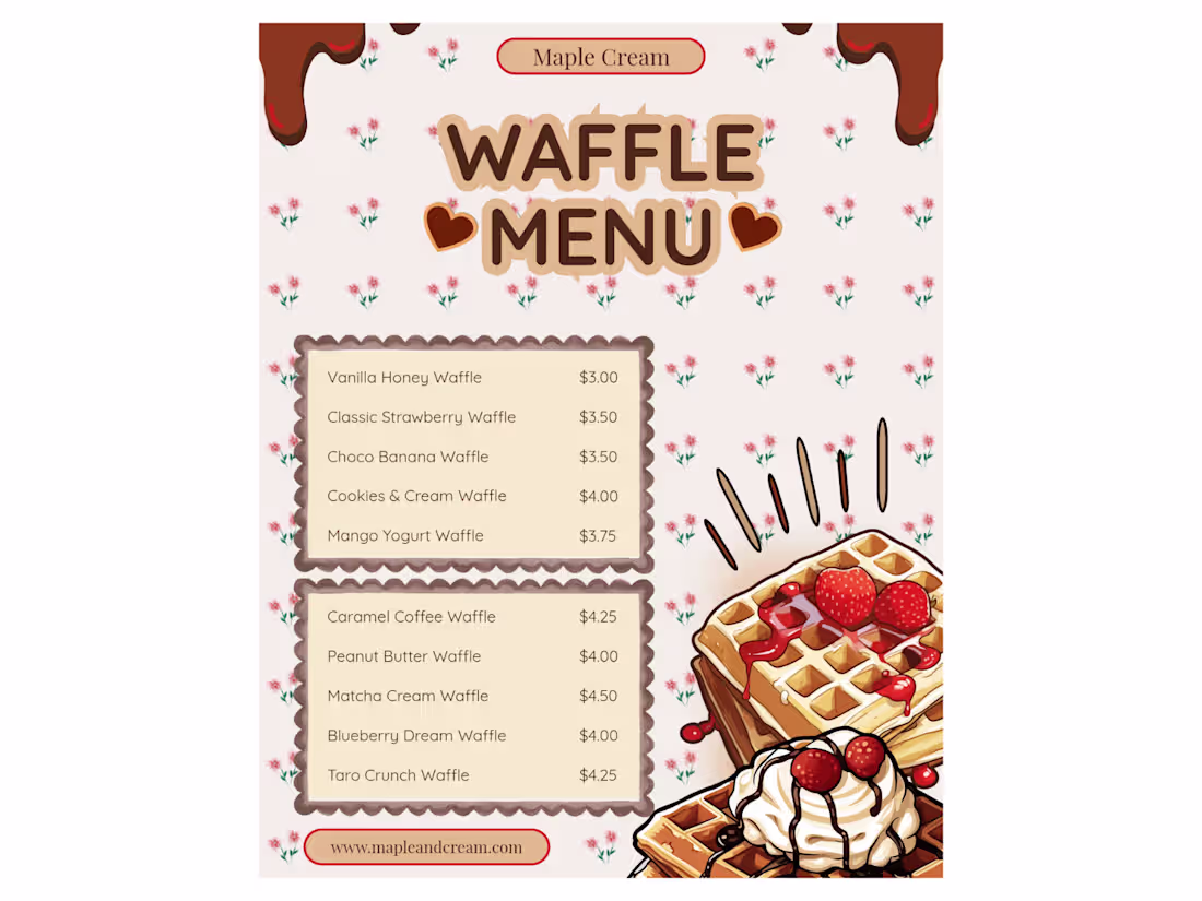 Cover image for Warm Waffle Menu Design for