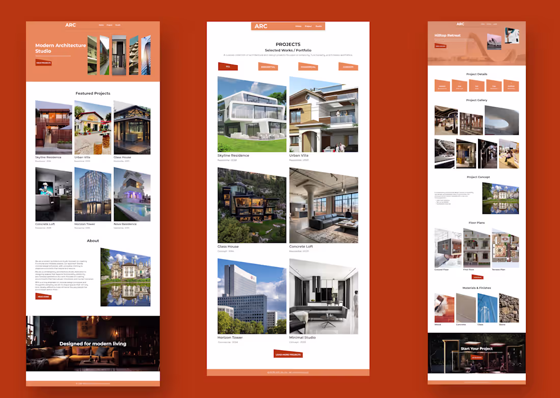 Cover image for Modern Architecture Website UI Design