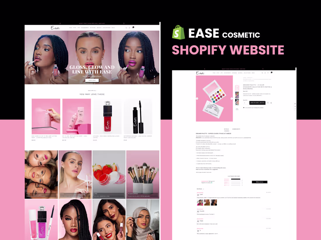 Cover image for EASE COSMETIC SHOPIFY WEBSITE