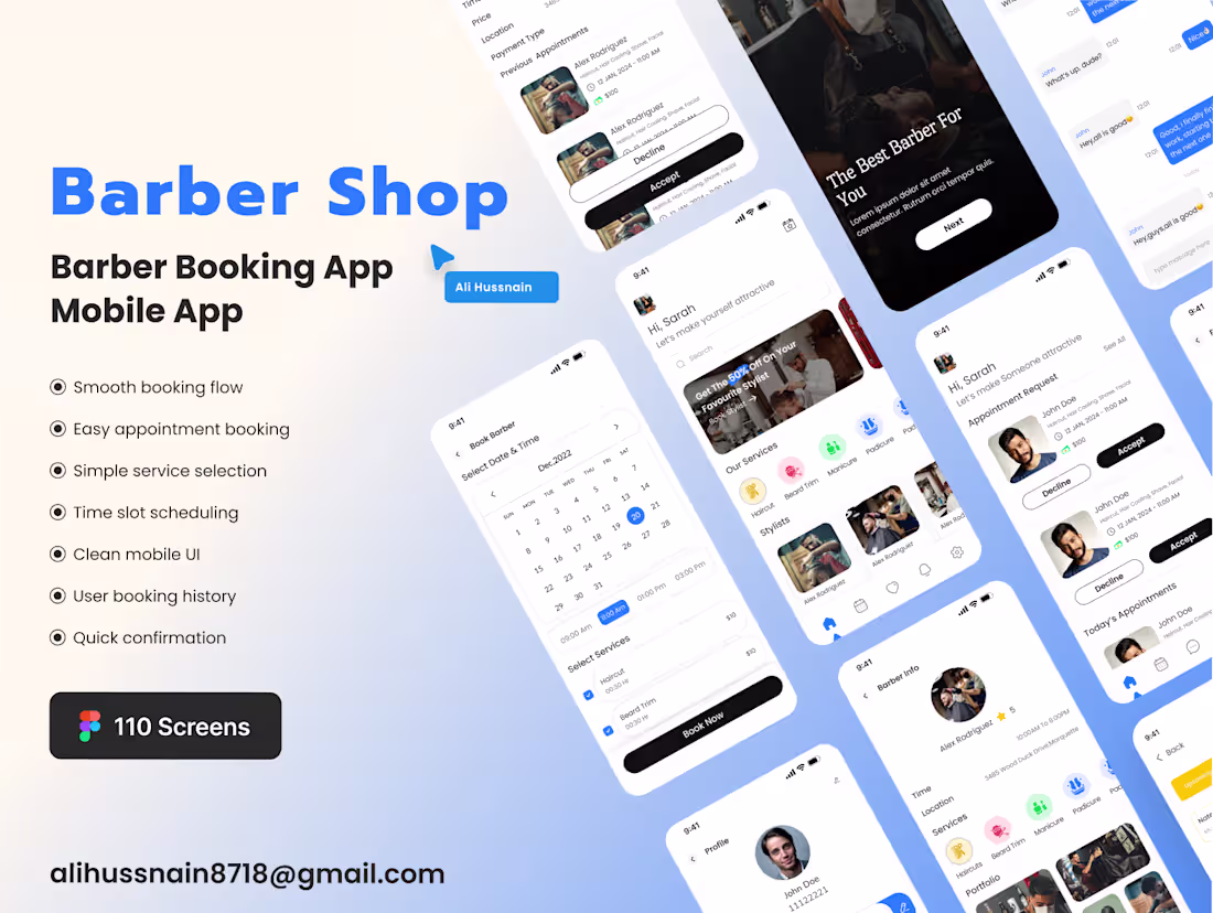 Cover image for Barber Shop Appointment Booking Mobile App UI/UX Design