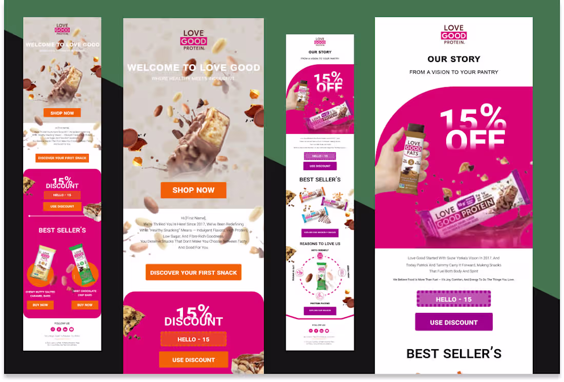 Cover image for l Created a 3-part welcome flow introducing the brand story,...