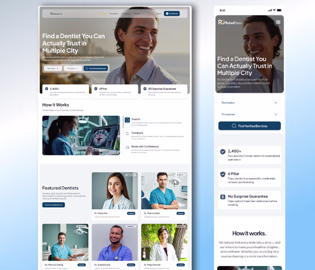 Cover image for Rated Dentist Website