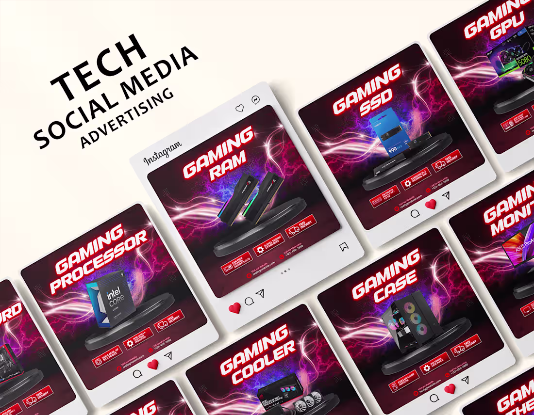Cover image for Tech Ads Collection – 9 Social Media Posts