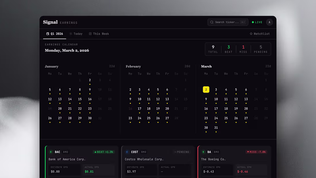 Cover image for Signal - Real-time earnings Web-application