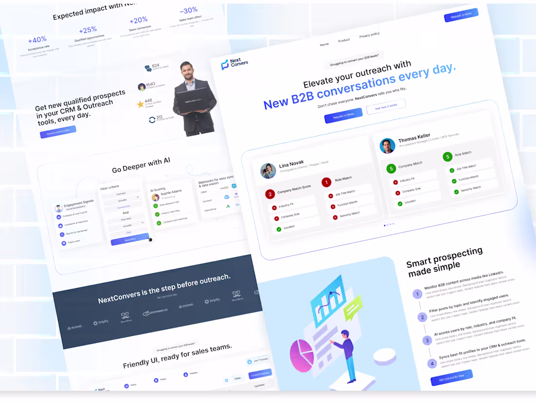 Cover image for B2B Outreach SaaS - Landing & Product UI