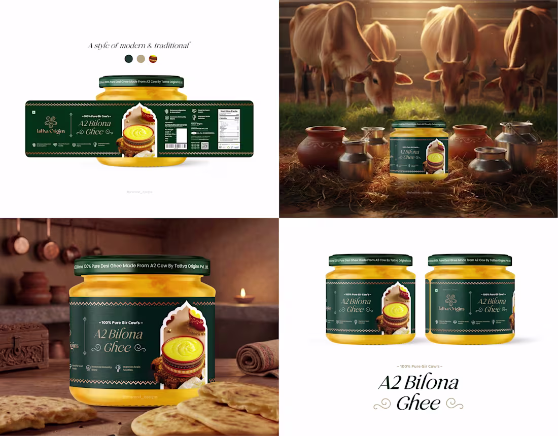Cover image for Premium Ghee Packaging Design |