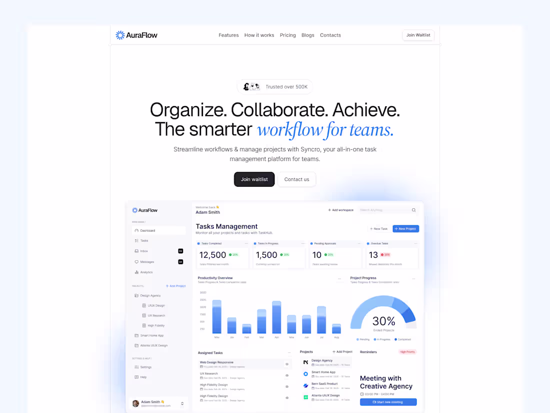 Cover image for AuraFlow — SaaS Task Management Template