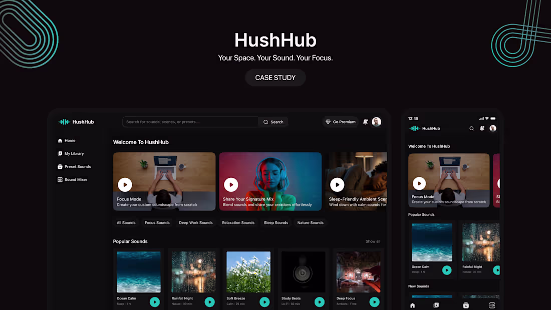 Cover image for HushHub — A Focus Ambient Sound Web App