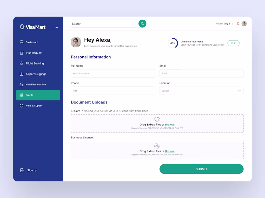 Cover image for VisaMart Web App – Streamlined Travel Services Platform