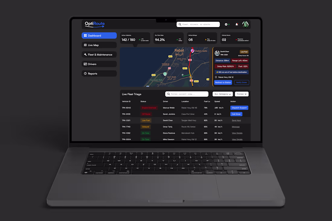 Cover image for OptiRoute — Fleet Management Dashboard