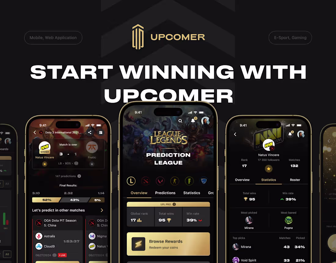 Cover image for Upcomer - E-sports gaming mobile & web app platform