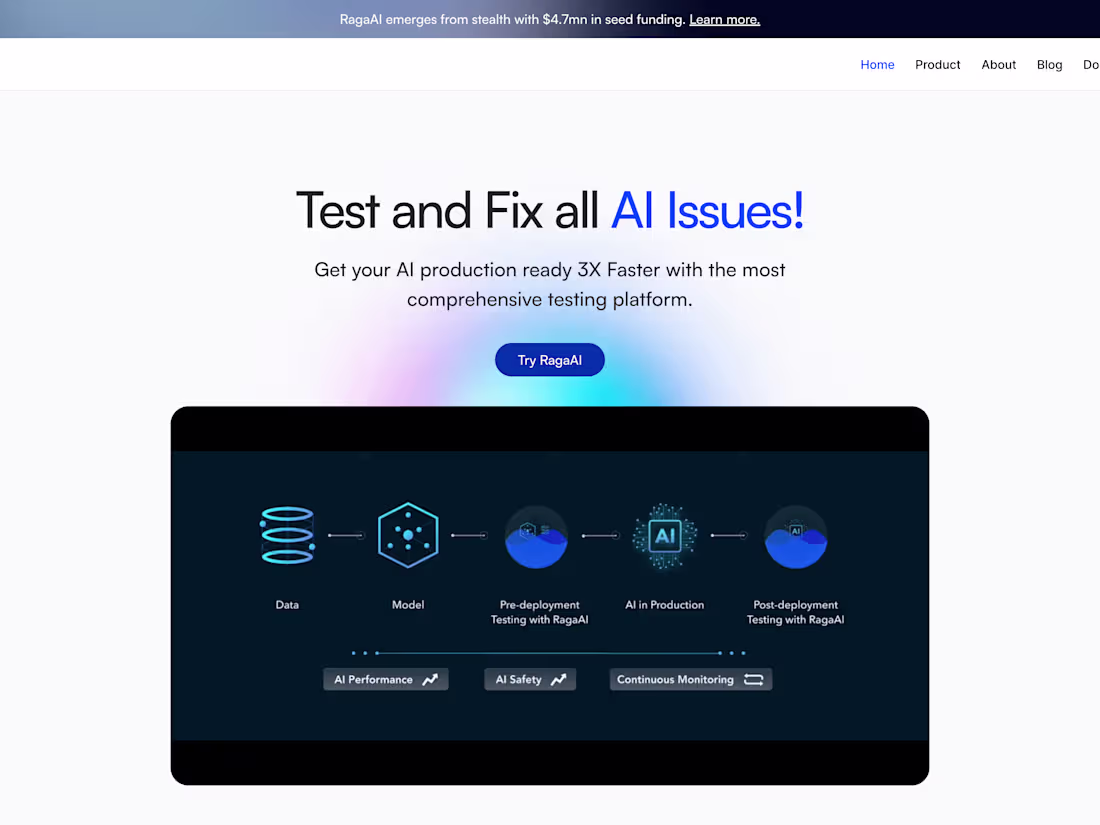 Cover image for RagaAI Website
