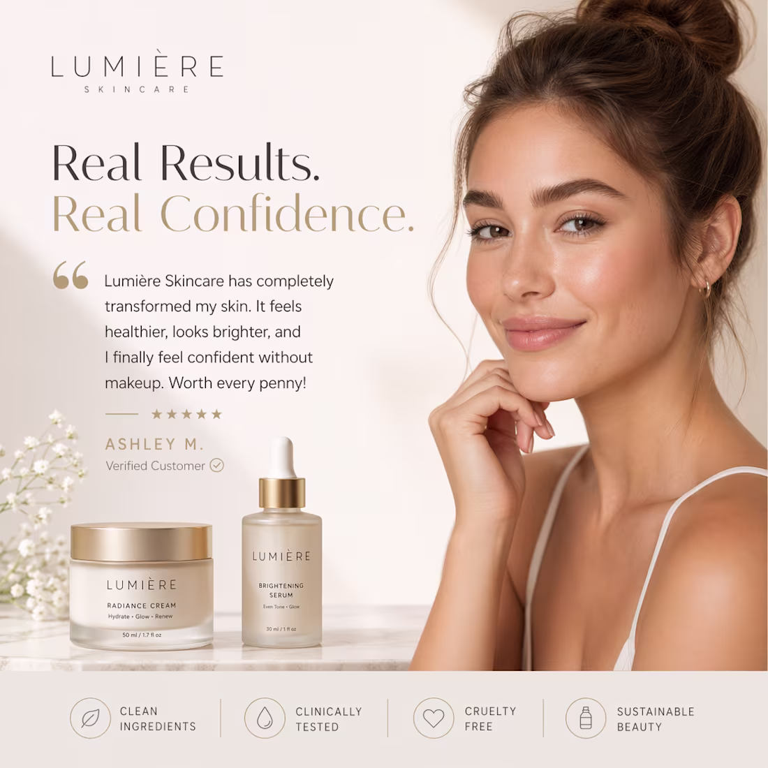 Cover image for Skincare Testimonial Ad Design (Luxury