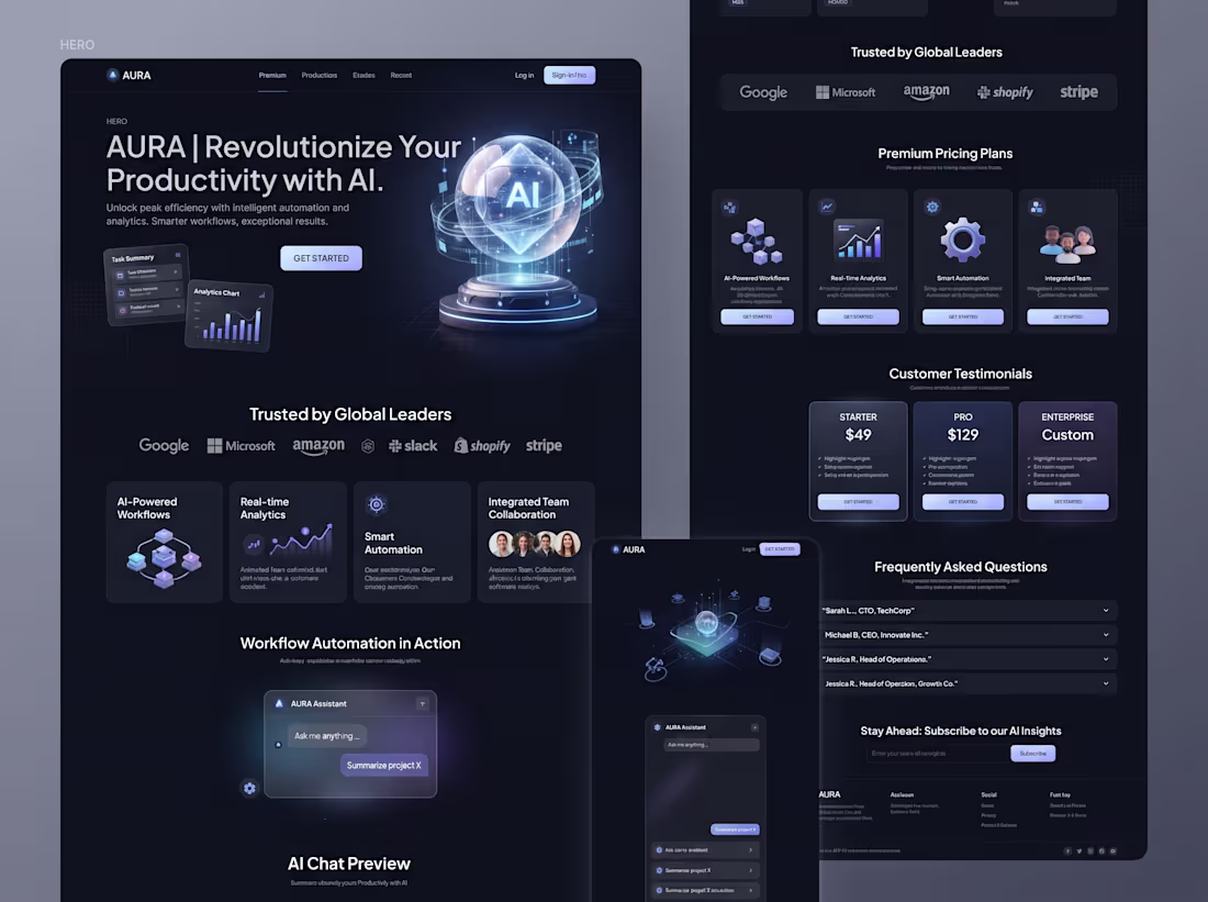 Cover image for Aura - AI Productivity Platform Landing Page UI & UX Design