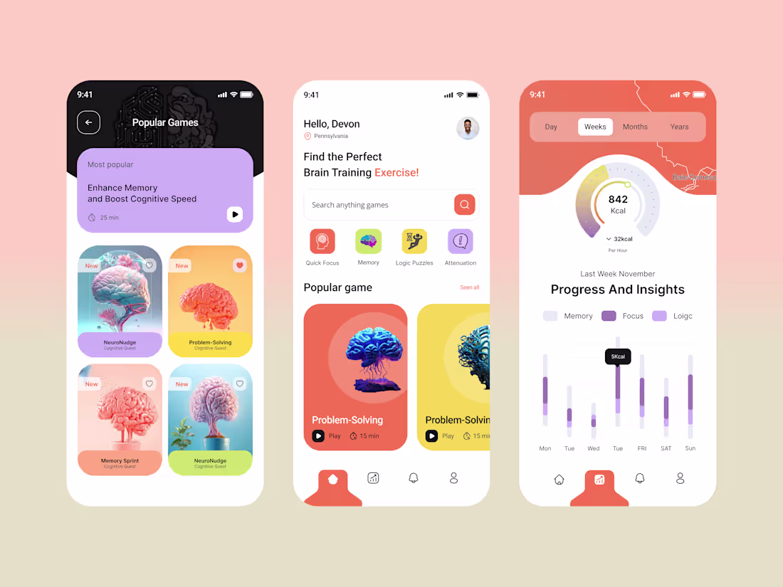 Cover image for Brain Training Mobile App UI