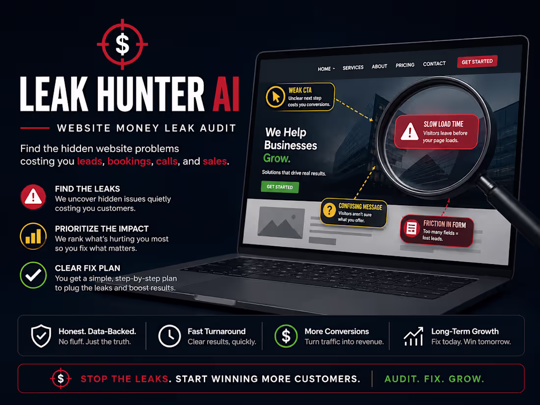 Cover image for Leak Hunter AI — Website Money Leak Audit Preview