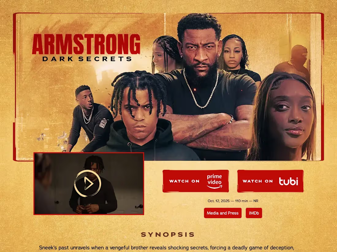 Cover image for Recently completed the one page website for the movie Armstr...