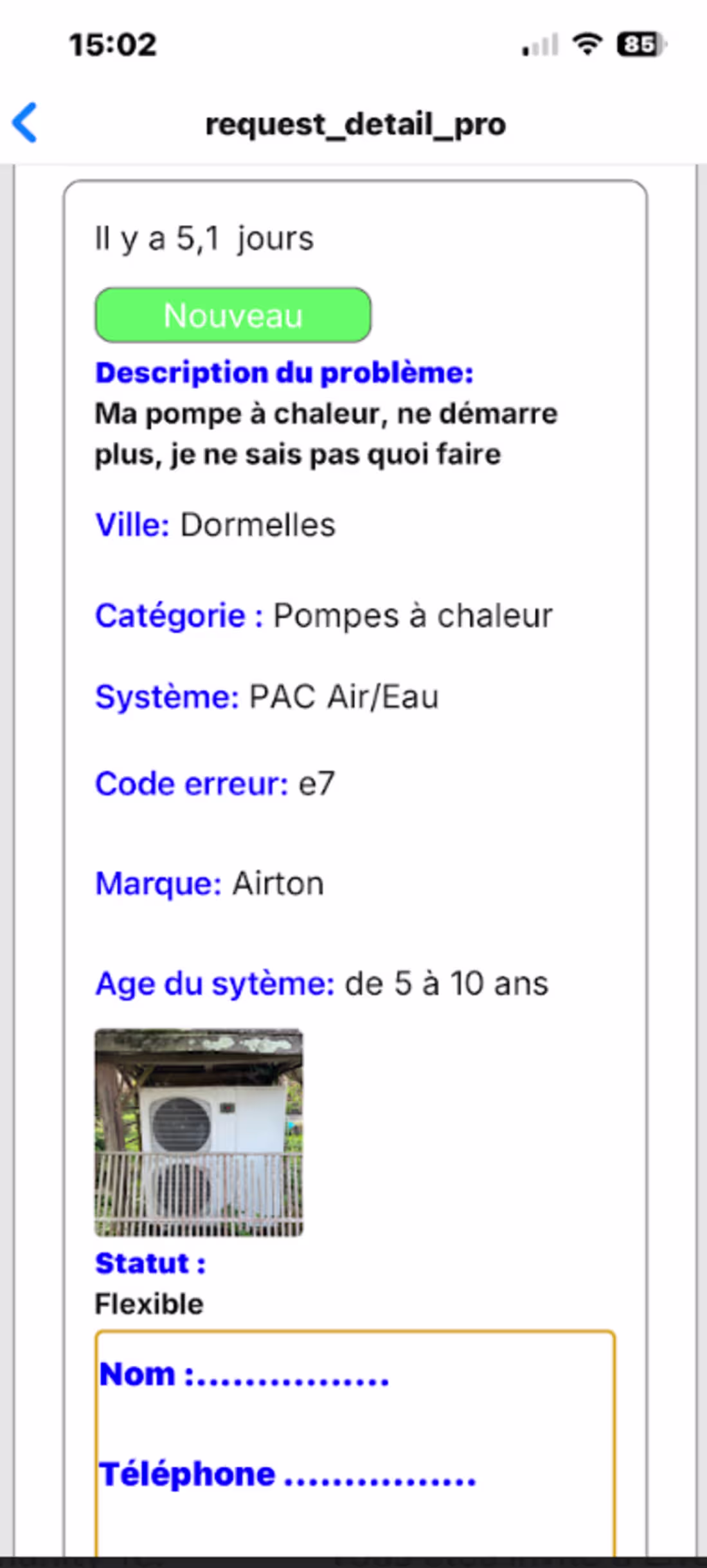Cover image for Interface mobile permettant aux techniciens