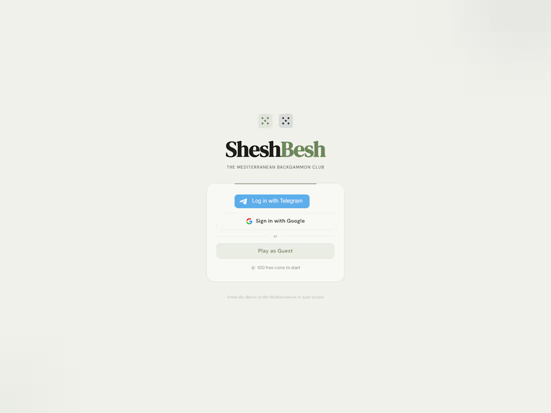 Cover image for SheshBesh — The Mediterranean Backgammon Club