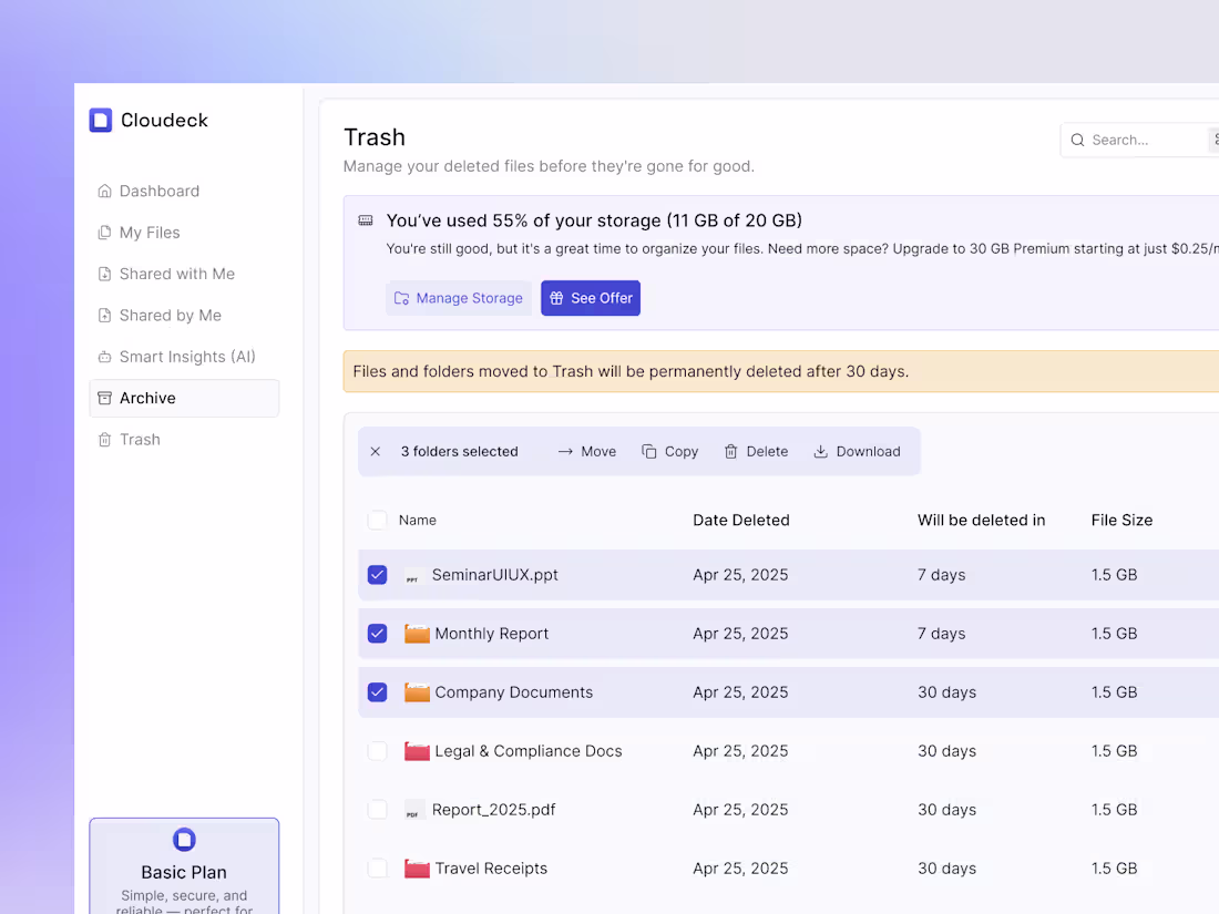 Cover image for Cloudeck - Cloud File Storage with AI Featured