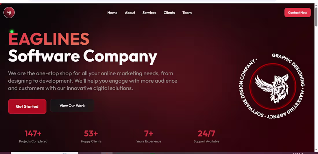Cover image for EAGLINES Software Company Website