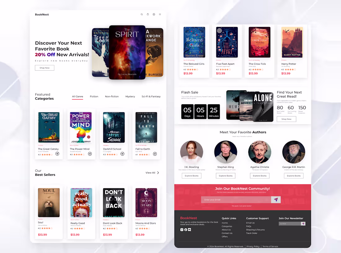 Cover image for BookNest: Book Store Website Design