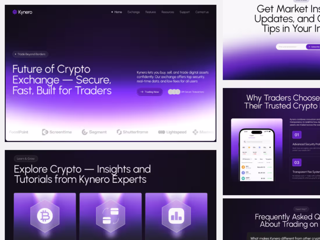 Cover image for Kynero – Crypto Exchange Landing Page UI