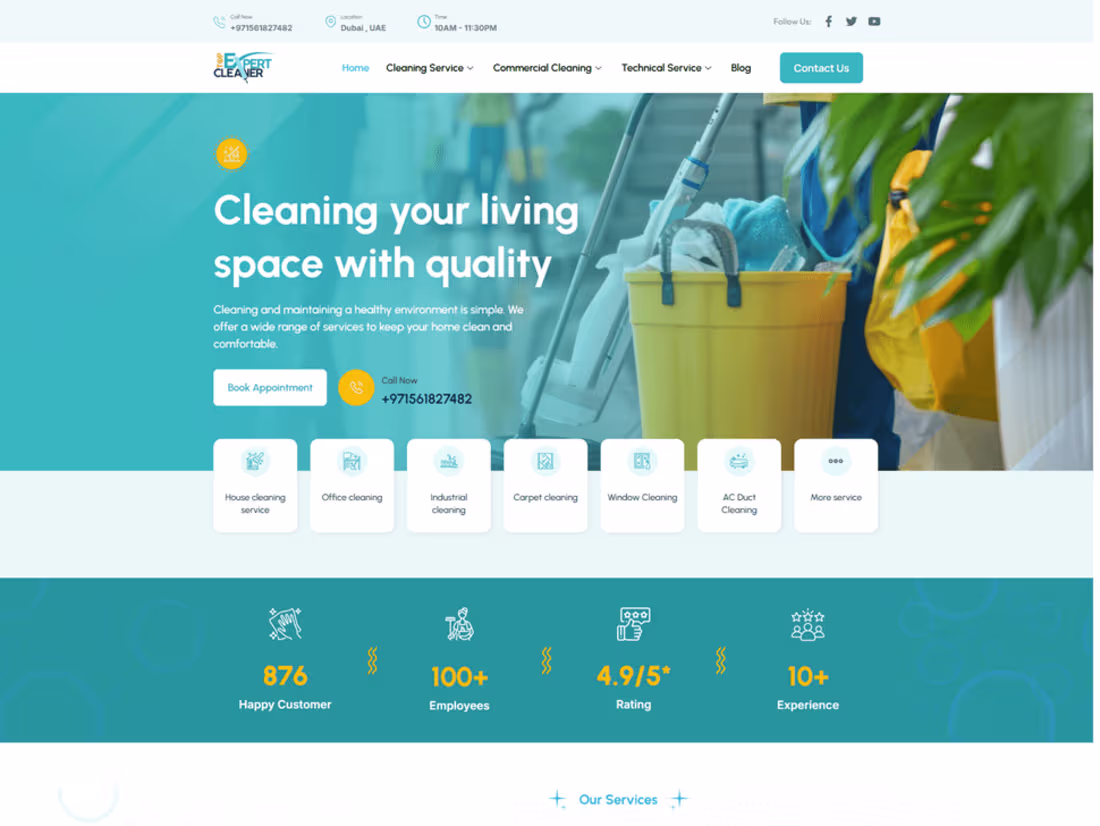 Cover image for Top Expert Cleaner - A cleaning service website in Dubai
