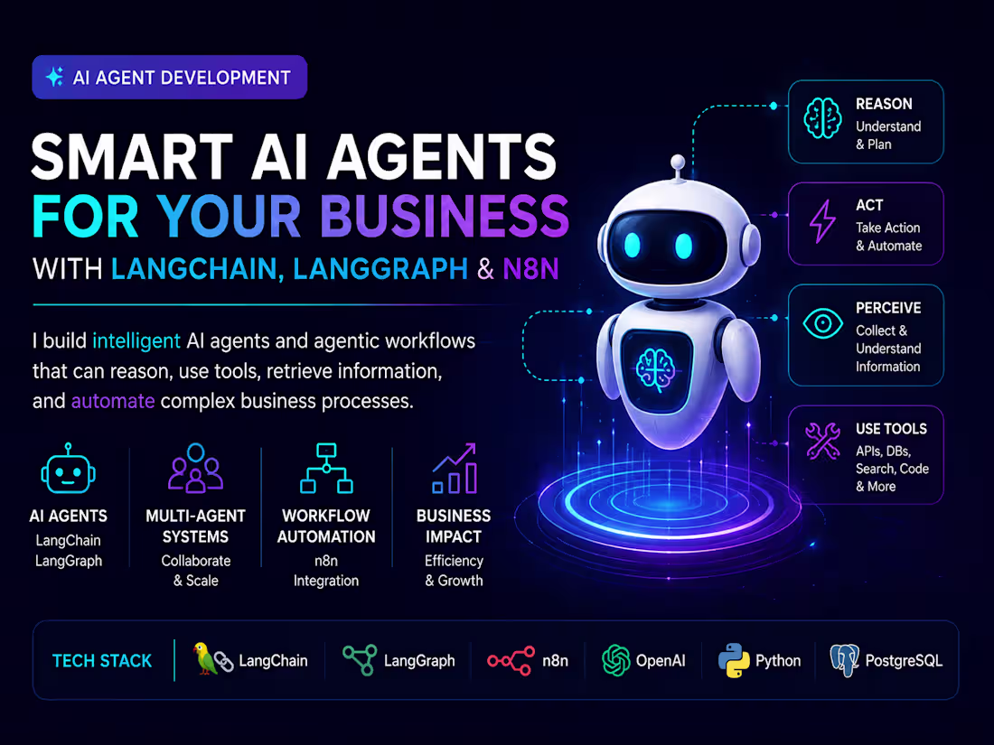 Cover image for AI Agent Development with LangChain, LangGraph & n8n