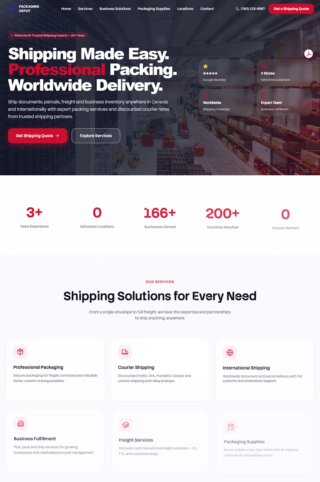 Cover image for Packaging Depot Edmonton's existing homepage