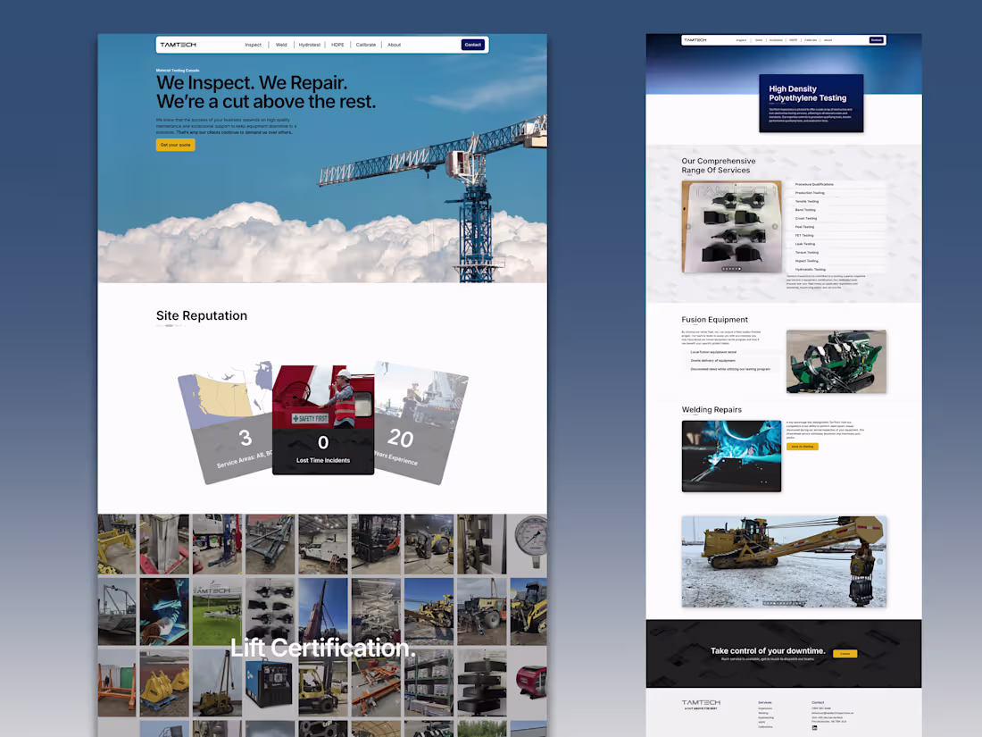 Cover image for Website for Industrial Services ✦ Tamtech