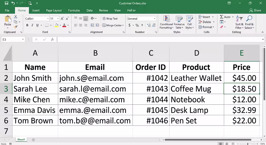 Cover image for Data Entry & Excel Sample