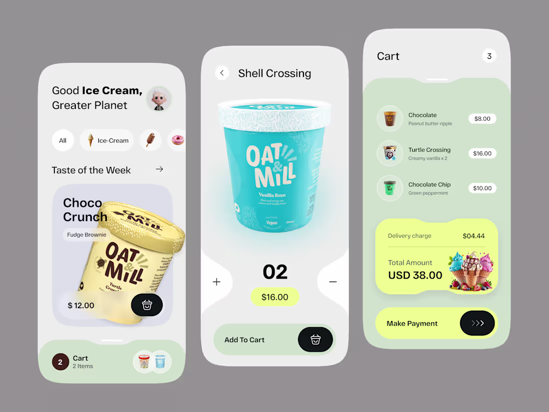 Cover image for Here is my Ice Cream Delivery App UI – Mobile Food Ordering ...