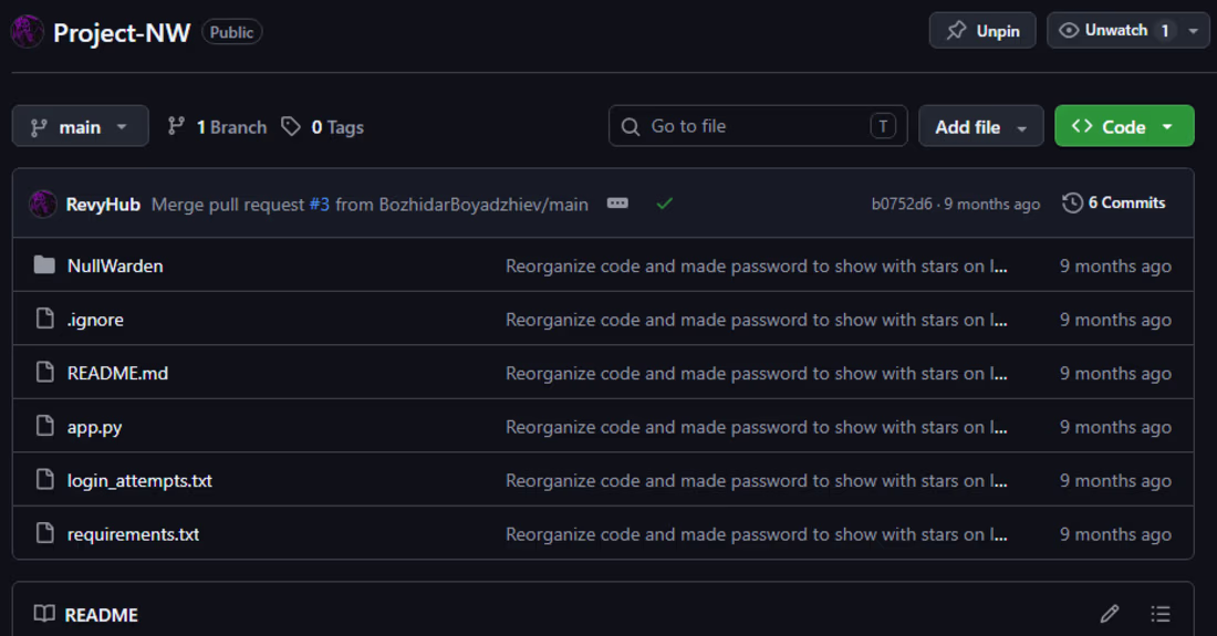 Cover image for Project NullWarden (cybersecurity project)