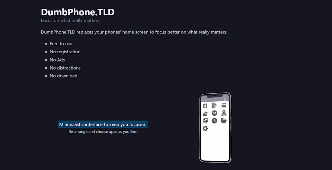 Cover image for "DumbPhone" - A Minimalistic Home Screen