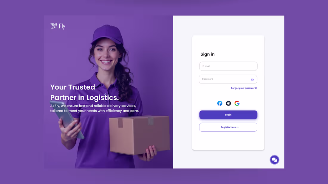 Cover image for Fly Logistics: Clean and Modern Login Page Design