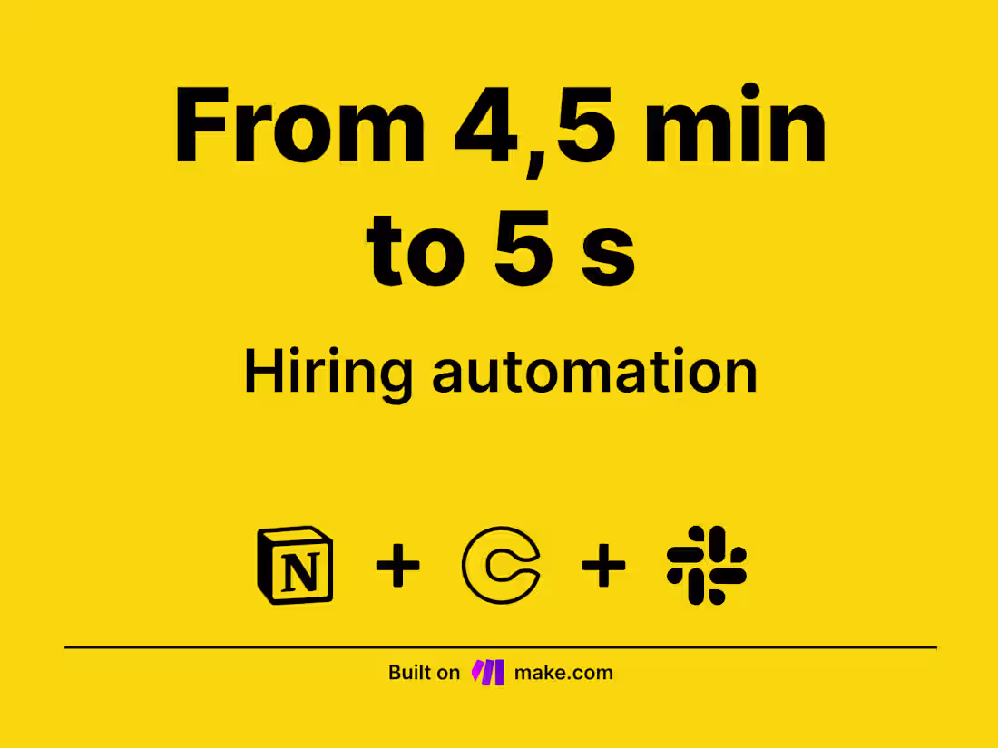 Cover image for Recruitment application automation [Make, Notion, Calendly ...]